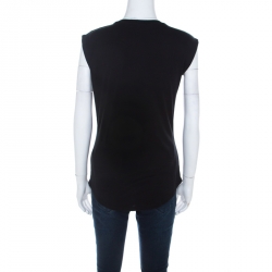 Pre Owned Balmain Khaki Green Camouflage Print Cotton Sleeveless Top M