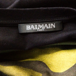 Pre Owned Balmain Khaki Green Camouflage Print Cotton Sleeveless Top M