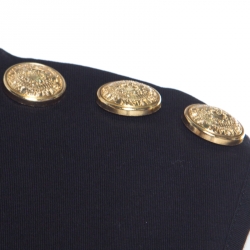 Pre Owned Balmain Black Cotton Shoulder Logo Button Detail Sleeveless T-Shirt S