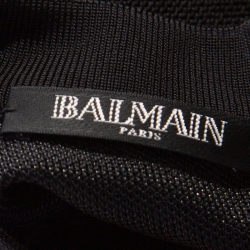 Pre Owned Balmain Black Sheer Lace Paneled Mini Bodycon Dress M