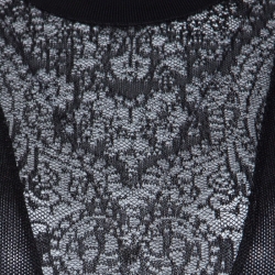 Pre Owned Balmain Black Sheer Lace Paneled Mini Bodycon Dress M