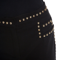 Pre Owned Balmain Black Cotton Denim Studded Stirrup Jeans M