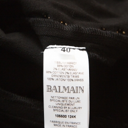 Pre Owned Balmain Black Cotton Denim Studded Stirrup Jeans M