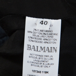 Pre Owned Balmain Blue Denim Double Breasted Blazer M