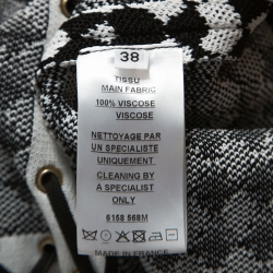 Pre Owned Balmain Monochrome Checkered Knot Lace Up Detail Short Dress M