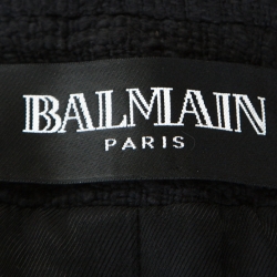 Pre Owned Balmain Black Knit Metal Embellished Detail Military Jacket L