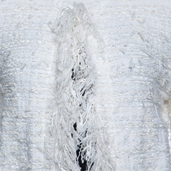 Pre Owned Balmain White Tweed Fringed Detail Jacket M