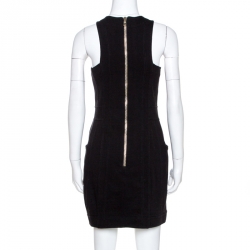 Pre Owned Balmain Black Knit Gold Button Detail Mini Dress S