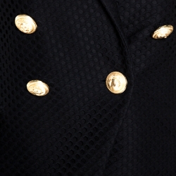 Pre Owned Balmain Black Eyelet Lace Double Breasted Blazer M