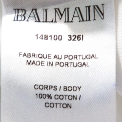 Pre Owned Balmain White Cotton Shoulder Logo Button Detail Sleeveless T-Shirt S