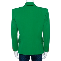 Pre Owned Balmain Green Cotton Blend Double Breasted Tailored Blazer L