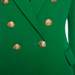 Pre Owned Balmain Green Cotton Blend Double Breasted Tailored Blazer L