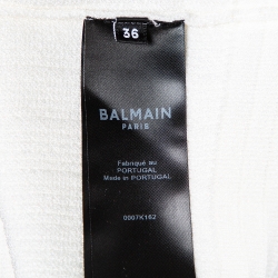 Balmain White Rib Knit Button Embellished Sleeveless Crop Top S