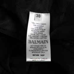 Pre Owned Balmain Black Leather Double Breasted Blazer M
