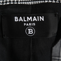 Pre Owned Balmain Black Checked Wool Double-Breasted Blazer M