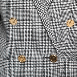 Pre Owned Balmain Black Checked Wool Double-Breasted Blazer M