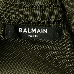 Pre Owned Balmain Olive Green Knit Button Detail Short Dress S