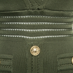 Pre Owned Balmain Olive Green Knit Button Detail Short Dress S