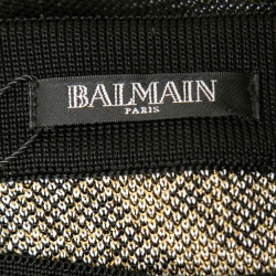 Pre Owned Balmain Black & Gold Baroque Patterned Lurex Knit Mini Skirt S
