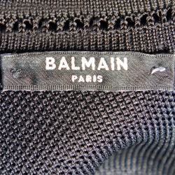 Balmain Black Pique Knit V-Neck Bodycon Dress M