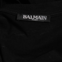 Pre Owned Balmain Black Cotton 'Do You Speak Balmain' Printed Tank Top S