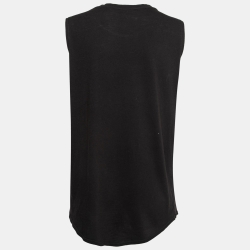 Pre Owned Balmain Black Cotton 'Do You Speak Balmain' Printed Tank Top S