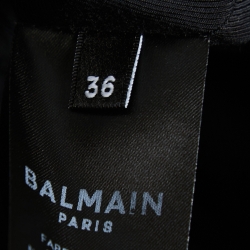 Balmain Black Crepe Button-Embellished Mini Skirt S