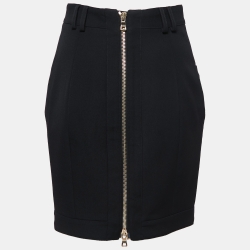 Balmain Black Crepe Button-Embellished Mini Skirt S