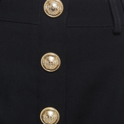 Balmain Black Crepe Button-Embellished Mini Skirt S