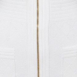 Pre Owned Balmain White Jacquard Knit Zip Front Short Dress S
