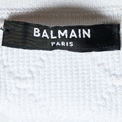Pre Owned Balmain White Jacquard Knit Zip Front Short Dress S