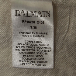 Pre Owned Balmain Off White Tweed Sleeveless Double Breasted Mini Dress S