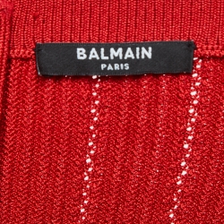 Pre Owned Balmain Red Knit Cutout Mini Dress M