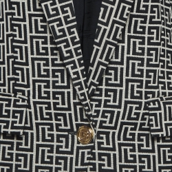 Pre Owned Balmain Black/White Monogram Wool Jacket S