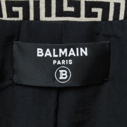 Pre Owned Balmain Black/White Monogram Wool Jacket S