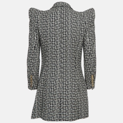 Pre Owned Balmain Black/White Monogram Wool Jacket S