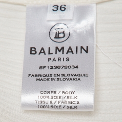 Pre Owned Balmain Ivory White Crinkle Silk Shirt S