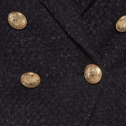 Pre Owned Balmain Black Tweed Double Breasted Blazer M