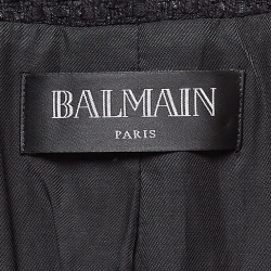Pre Owned Balmain Black Tweed Double Breasted Blazer M