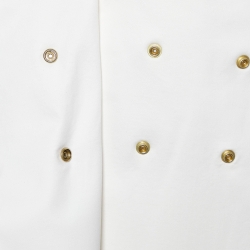 Pre Owned Balmain White Cotton Double Breasted Mini Dress S