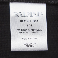 Pre Owned Balmain Black Logo Print Cotton Knit Button Detail Sleeveless T-Shirt S