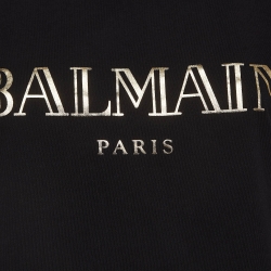 Pre Owned Balmain Black Logo Print Cotton Knit Button Detail Sleeveless T-Shirt S