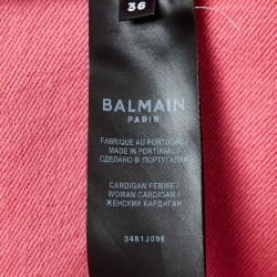 Balmain Pink Logo Printed Cotton Button Detailed Cardigan S