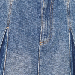 Pre Owned Balmain Blue Denim Pleated Midi Skirt S