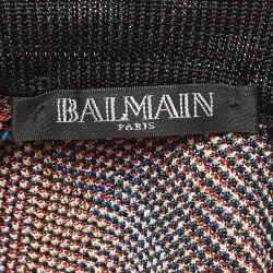 Balmain Multicolor Patterned Knit Lace-Up Mini Sheath Dress S  