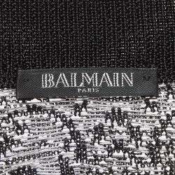 Pre Owned Balmain Black/Silver Lurex Knit Cropped Cardigan S