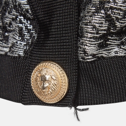 Pre Owned Balmain Black/Silver Lurex Knit Cropped Cardigan S