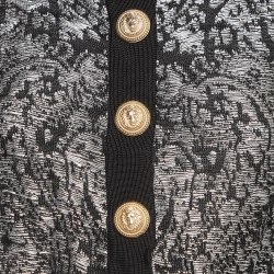 Pre Owned Balmain Black/Silver Lurex Knit Cropped Cardigan S