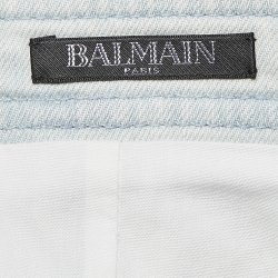 Pre Owned Balmain Light Blue Denim Button Detailed Skirt S