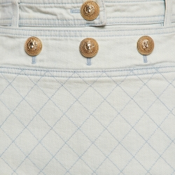 Pre Owned Balmain Light Blue Denim Button Detailed Skirt S
